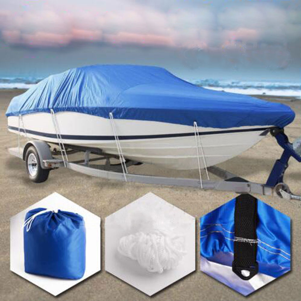 14-16Ft 210D Blue For Oxford Fabric Waterproof Boat Cover with Storage Bag